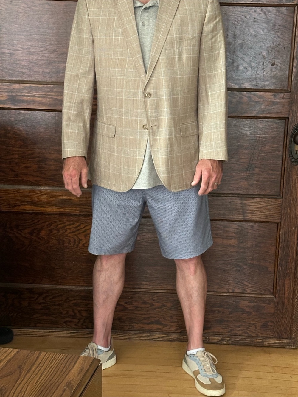 Daniel Hechter Beige Plaid Blazer with Subtle Windowpane